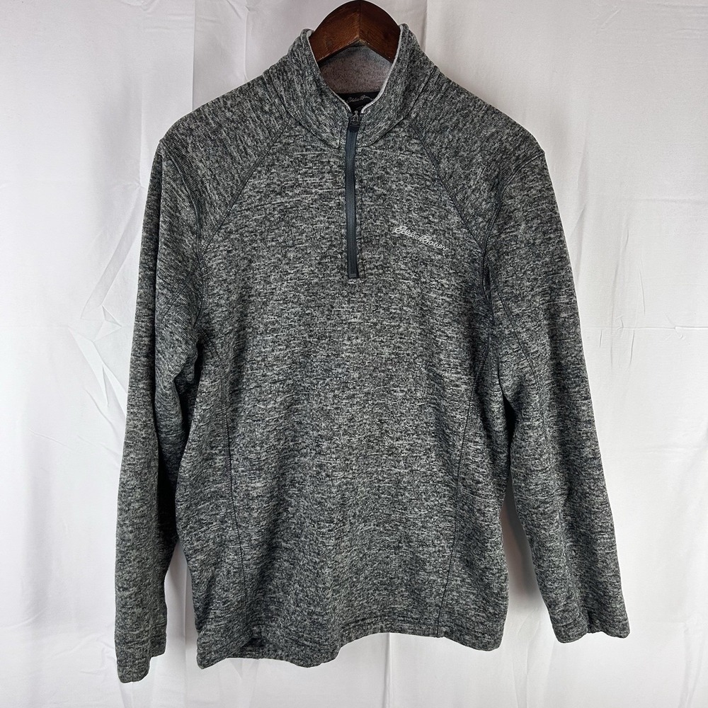 Eddie Bauer Fleece 1/4 Zip Pullover Medium Heather Gray‎